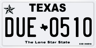 TX license plate DUE0510