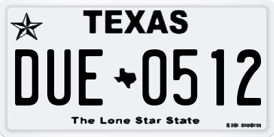 TX license plate DUE0512