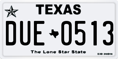 TX license plate DUE0513