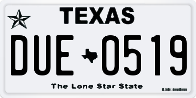 TX license plate DUE0519