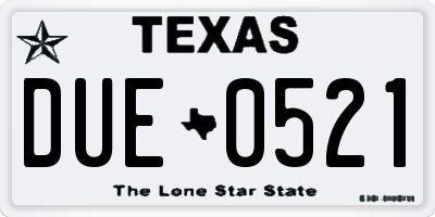 TX license plate DUE0521
