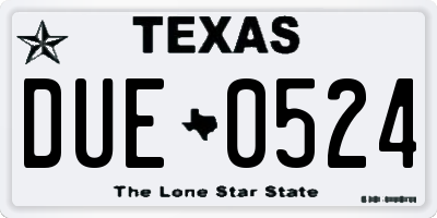 TX license plate DUE0524