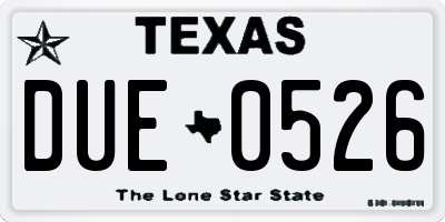 TX license plate DUE0526