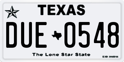 TX license plate DUE0548