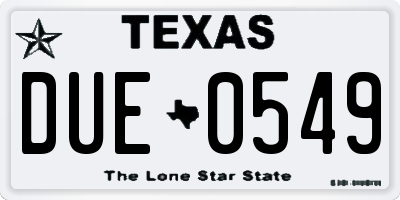 TX license plate DUE0549