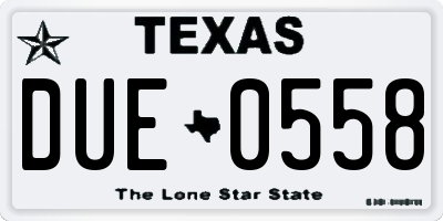TX license plate DUE0558