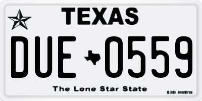 TX license plate DUE0559
