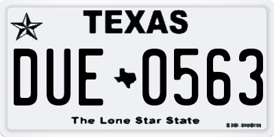 TX license plate DUE0563