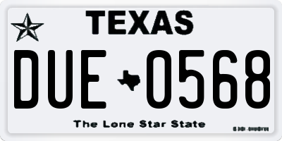 TX license plate DUE0568