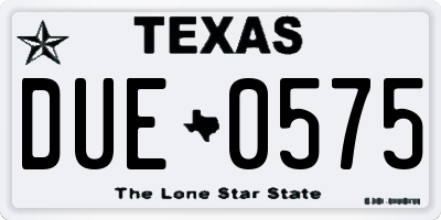 TX license plate DUE0575