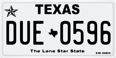TX license plate DUE0596