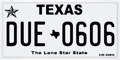 TX license plate DUE0606