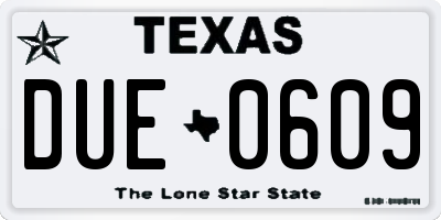 TX license plate DUE0609