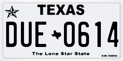 TX license plate DUE0614