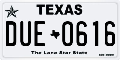 TX license plate DUE0616