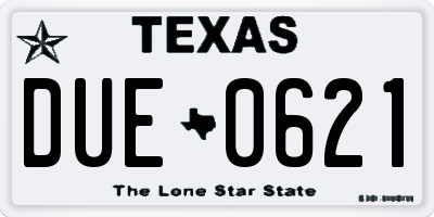 TX license plate DUE0621