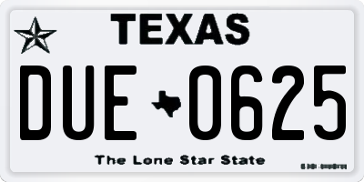 TX license plate DUE0625