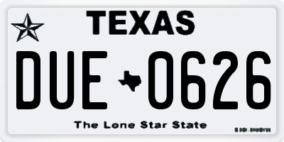TX license plate DUE0626