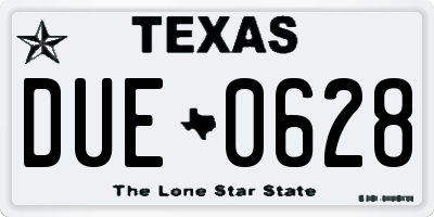 TX license plate DUE0628