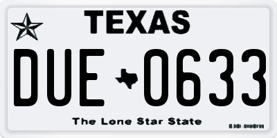 TX license plate DUE0633