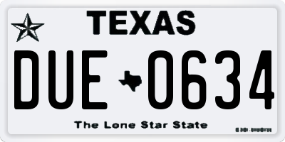 TX license plate DUE0634