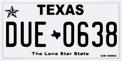 TX license plate DUE0638