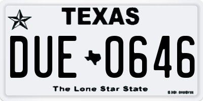 TX license plate DUE0646
