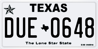 TX license plate DUE0648
