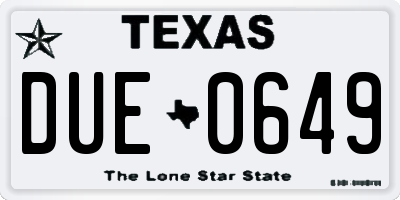 TX license plate DUE0649