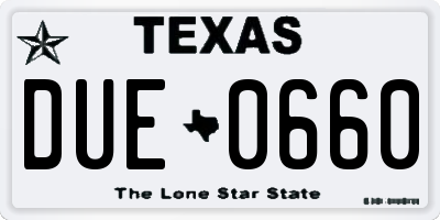 TX license plate DUE0660
