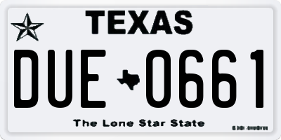 TX license plate DUE0661