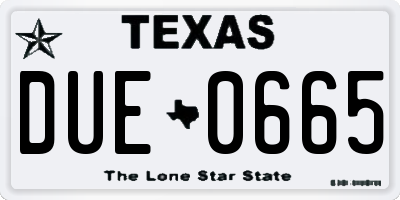 TX license plate DUE0665