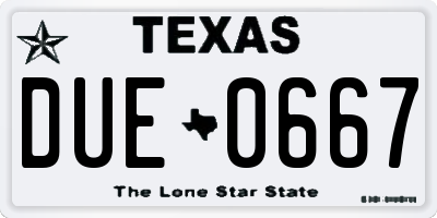 TX license plate DUE0667