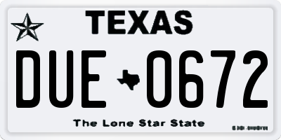 TX license plate DUE0672
