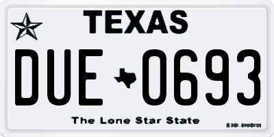 TX license plate DUE0693