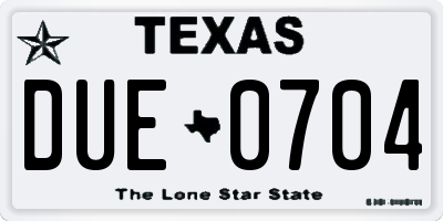 TX license plate DUE0704