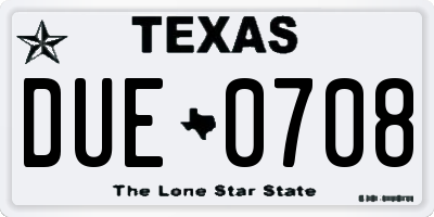 TX license plate DUE0708