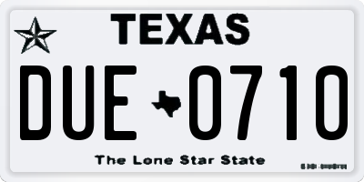 TX license plate DUE0710