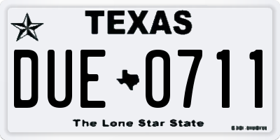 TX license plate DUE0711