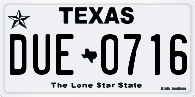 TX license plate DUE0716