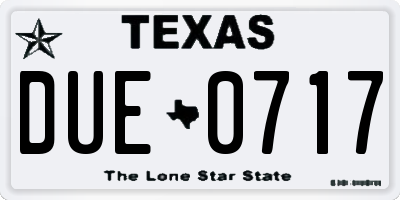 TX license plate DUE0717