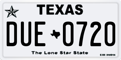 TX license plate DUE0720