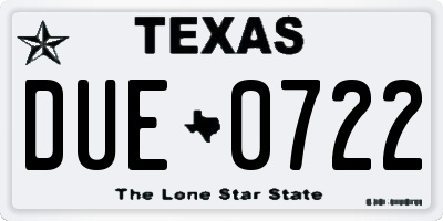 TX license plate DUE0722