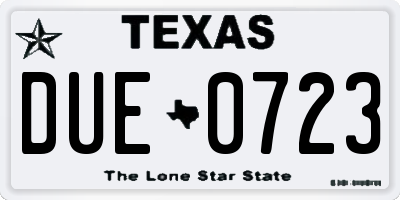 TX license plate DUE0723