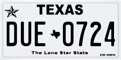 TX license plate DUE0724