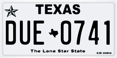 TX license plate DUE0741