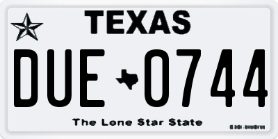 TX license plate DUE0744
