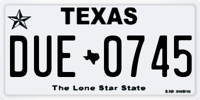 TX license plate DUE0745