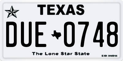 TX license plate DUE0748