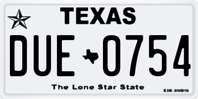 TX license plate DUE0754